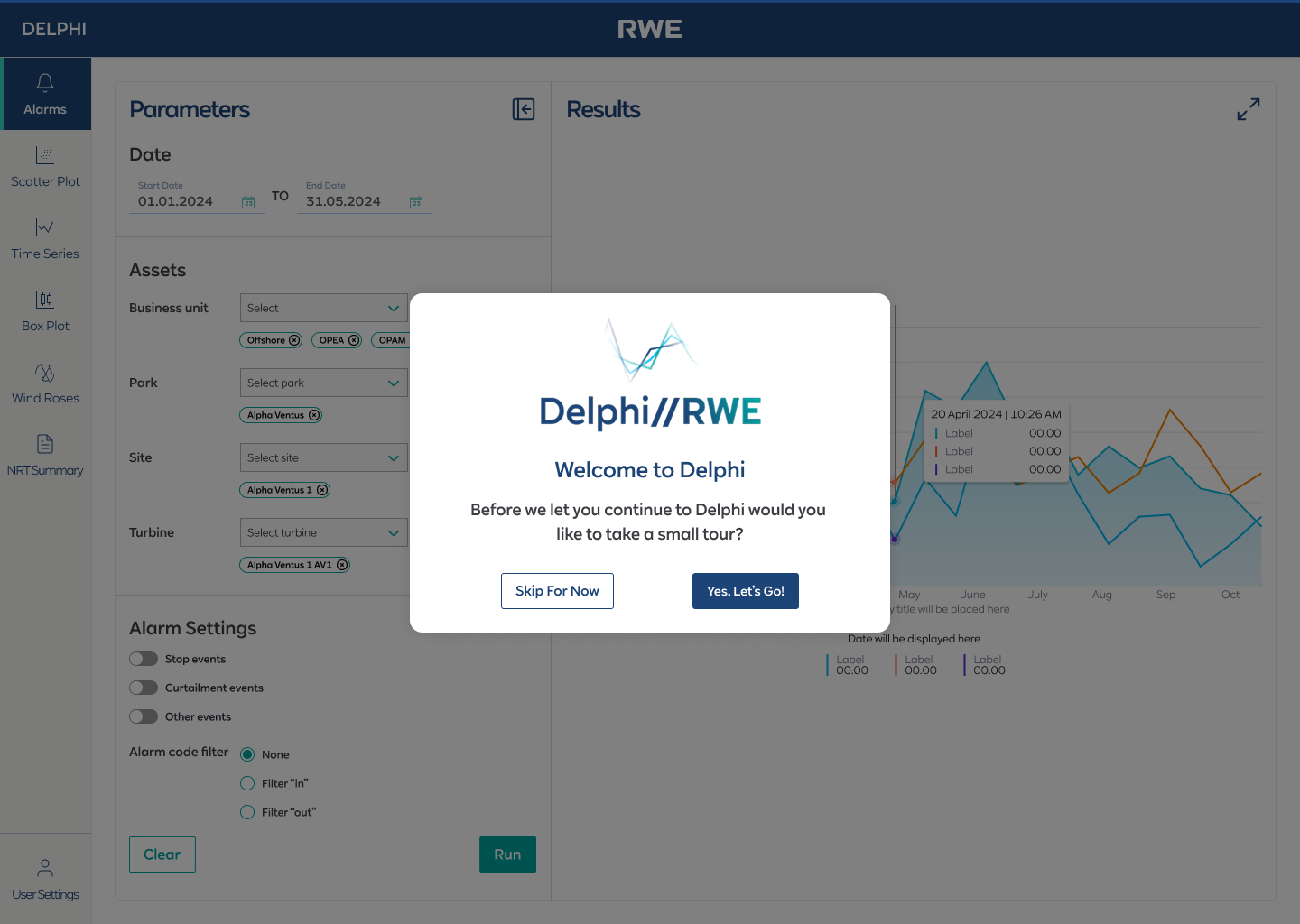 Step 1 — Welcome to Delphi modal with Skip For Now and Yes Let's Go options